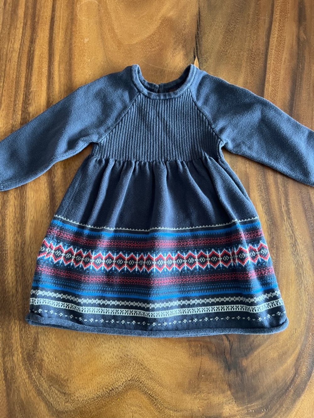 Tea Collection Navy Knit Long-Sleeve Fair Isle Dress